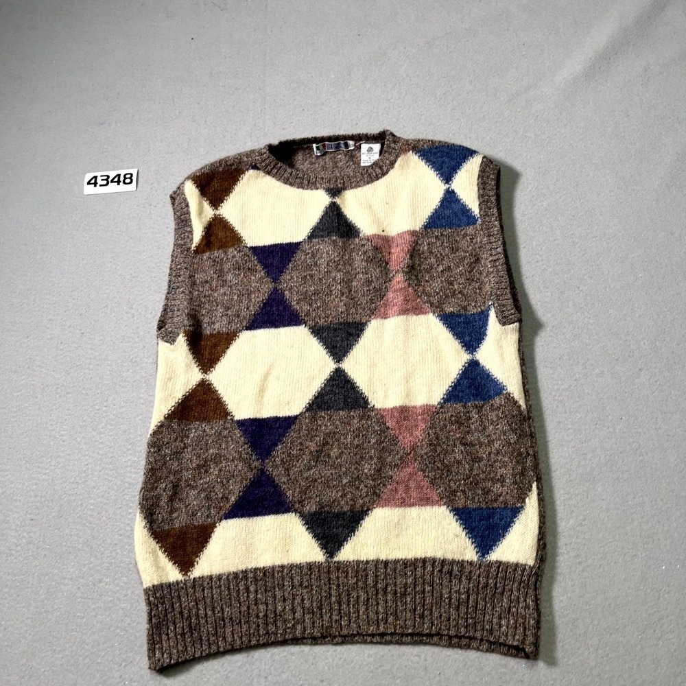 Vintage Foley's Sweater Vest Mens Small Multicolor Argyle Virgin Wool Retro